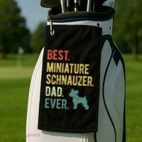 Best Miniature Schnauzer Dad Ever Dog Daddy Fathers Day Golf Towel thumb 2