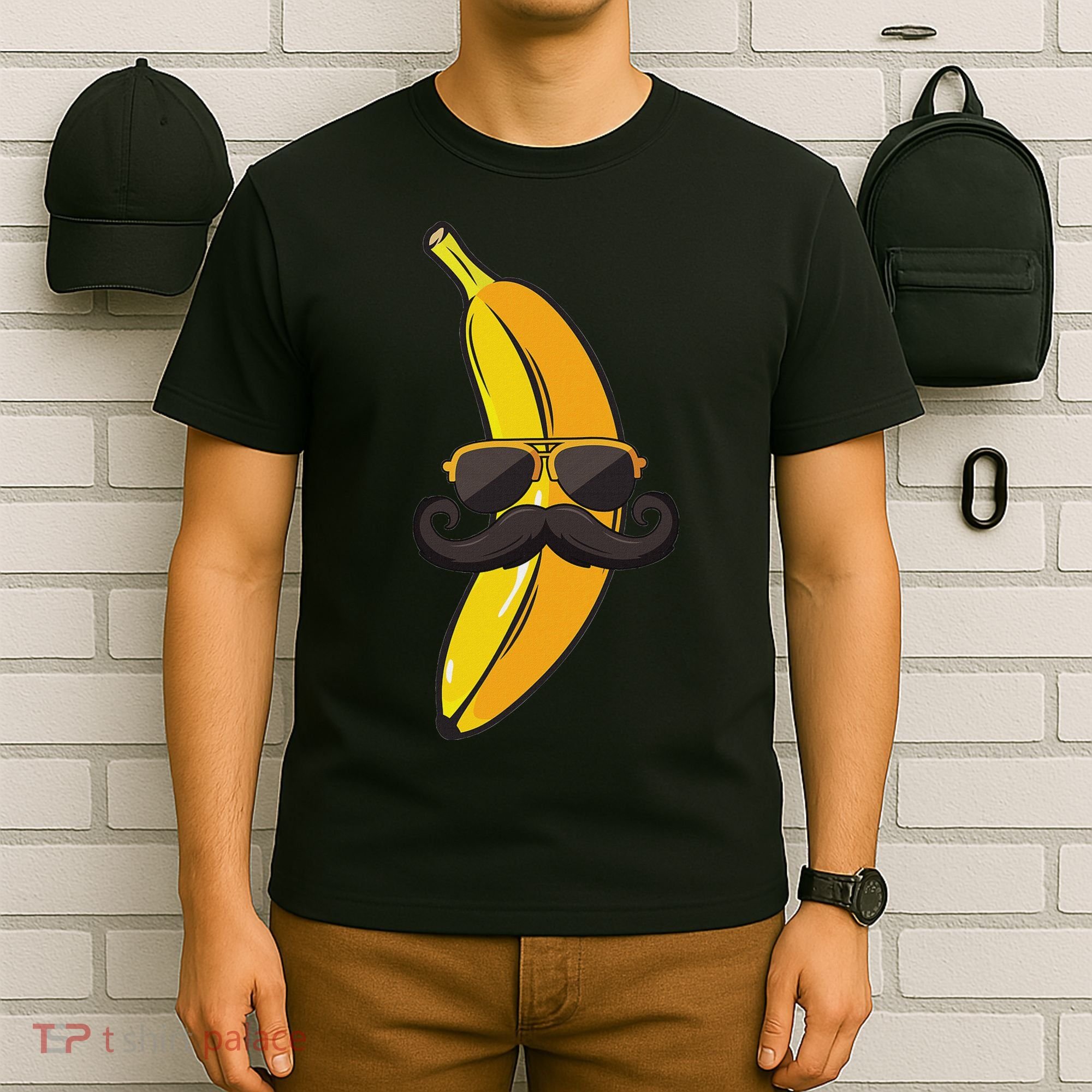 Banana Mustache Sunglasses Face Funny Fruit Cool Banana T-Shirt