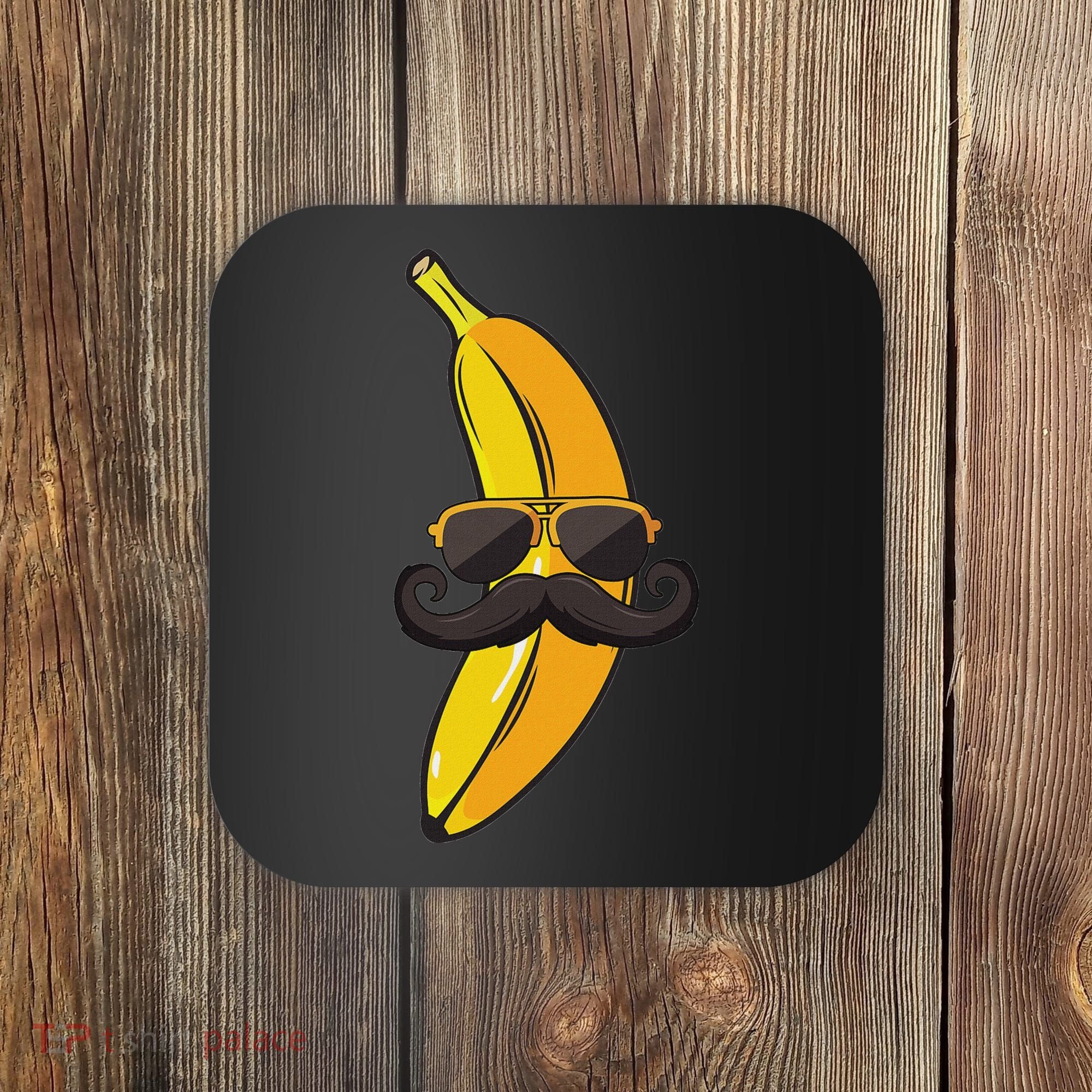 Banana Mustache Sunglasses Face Funny Fruit Cool Banana Coaster