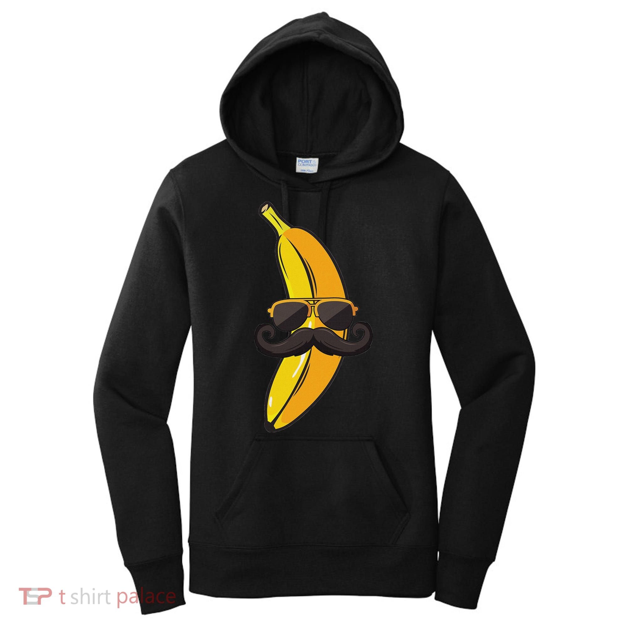 Banana Mustache Sunglasses Face Funny Fruit Cool Banana Women's Hoodie