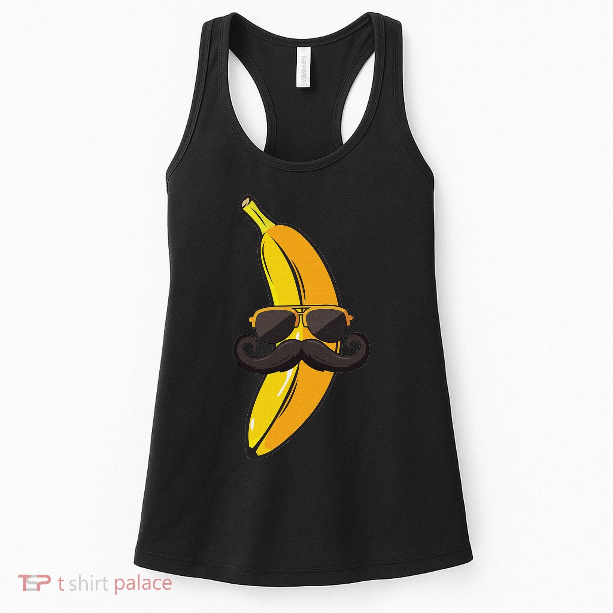 Banana Mustache Sunglasses Face Funny Fruit Cool Banana Women's Tank Top