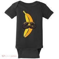 Banana Mustache Sunglasses Face Funny Fruit Cool Banana Baby Bodysuit thumb 0