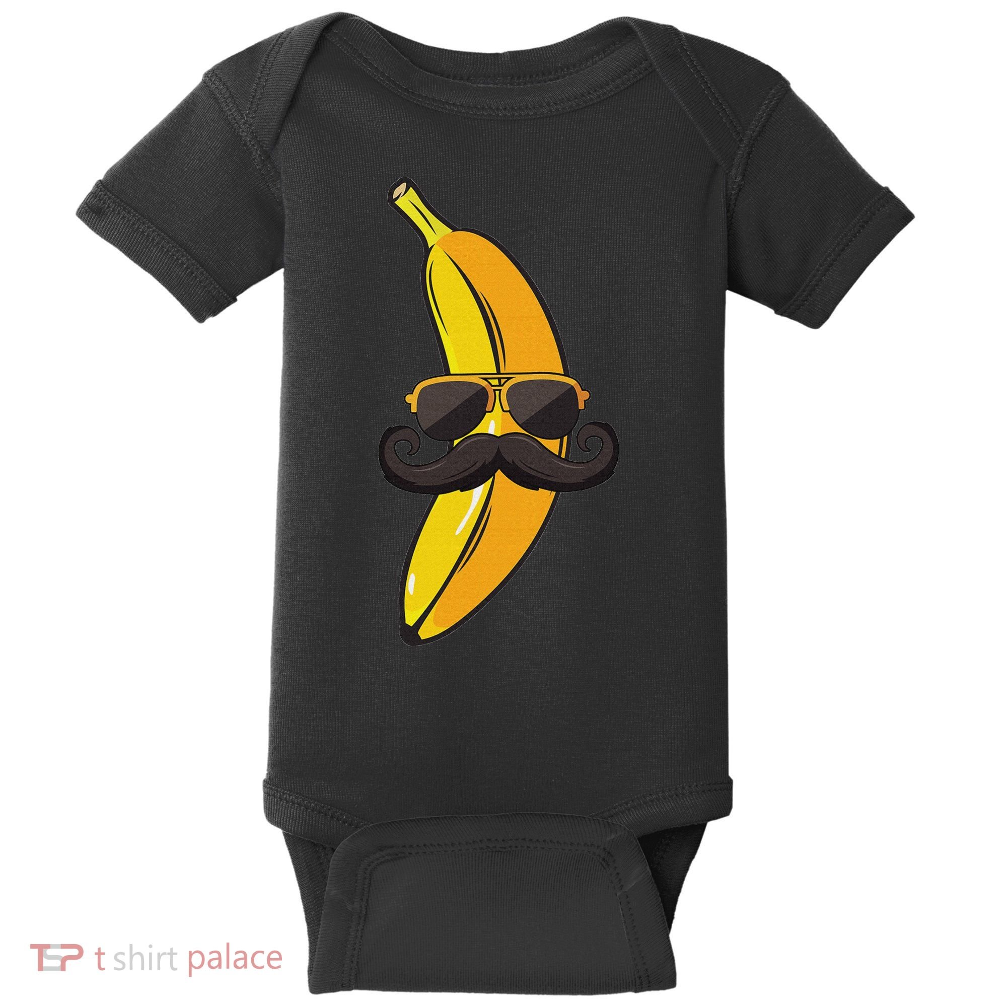 Banana Mustache Sunglasses Face Funny Fruit Cool Banana Baby Bodysuit