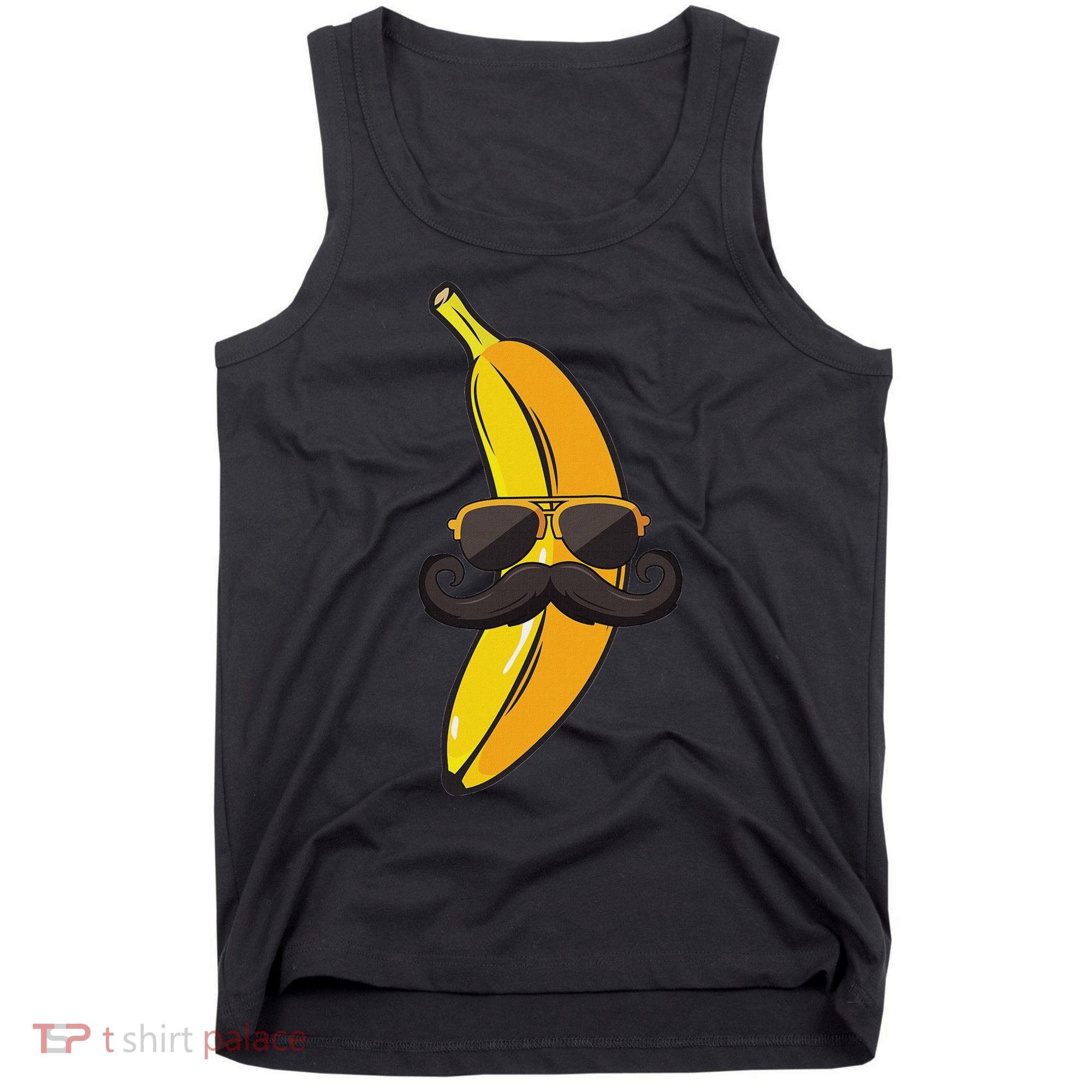 Banana Mustache Sunglasses Face Funny Fruit Cool Banana Tank Top