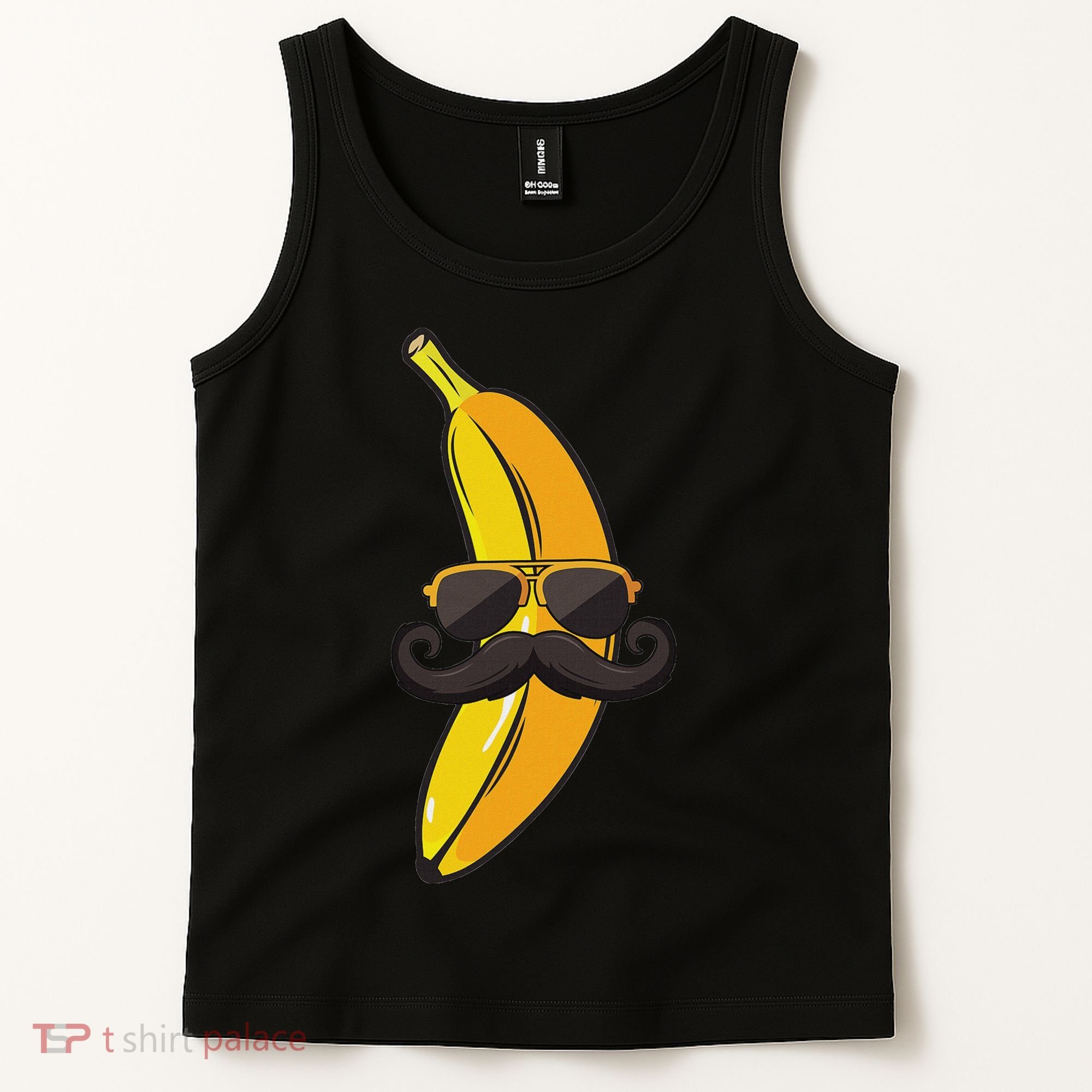 Banana Mustache Sunglasses Face Funny Fruit Cool Banana Tank Top