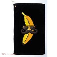 Banana Mustache Sunglasses Face Funny Fruit Cool Banana Golf Towel thumb 0