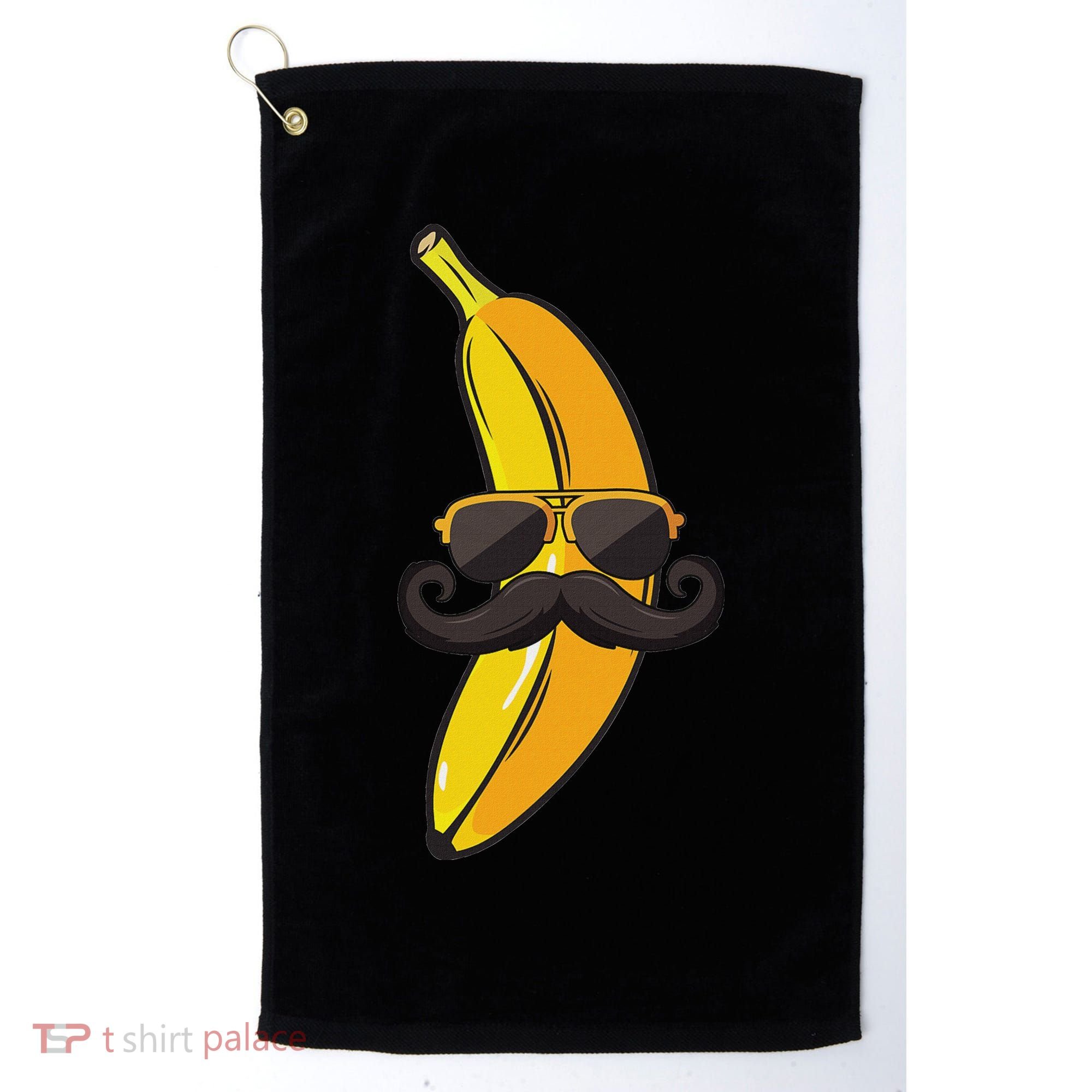 Banana Mustache Sunglasses Face Funny Fruit Cool Banana Golf Towel