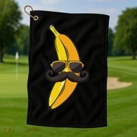 Banana Mustache Sunglasses Face Funny Fruit Cool Banana Golf Towel thumb 1
