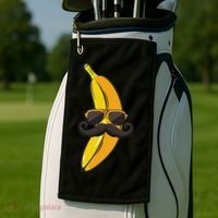 Banana Mustache Sunglasses Face Funny Fruit Cool Banana Golf Towel thumb 2