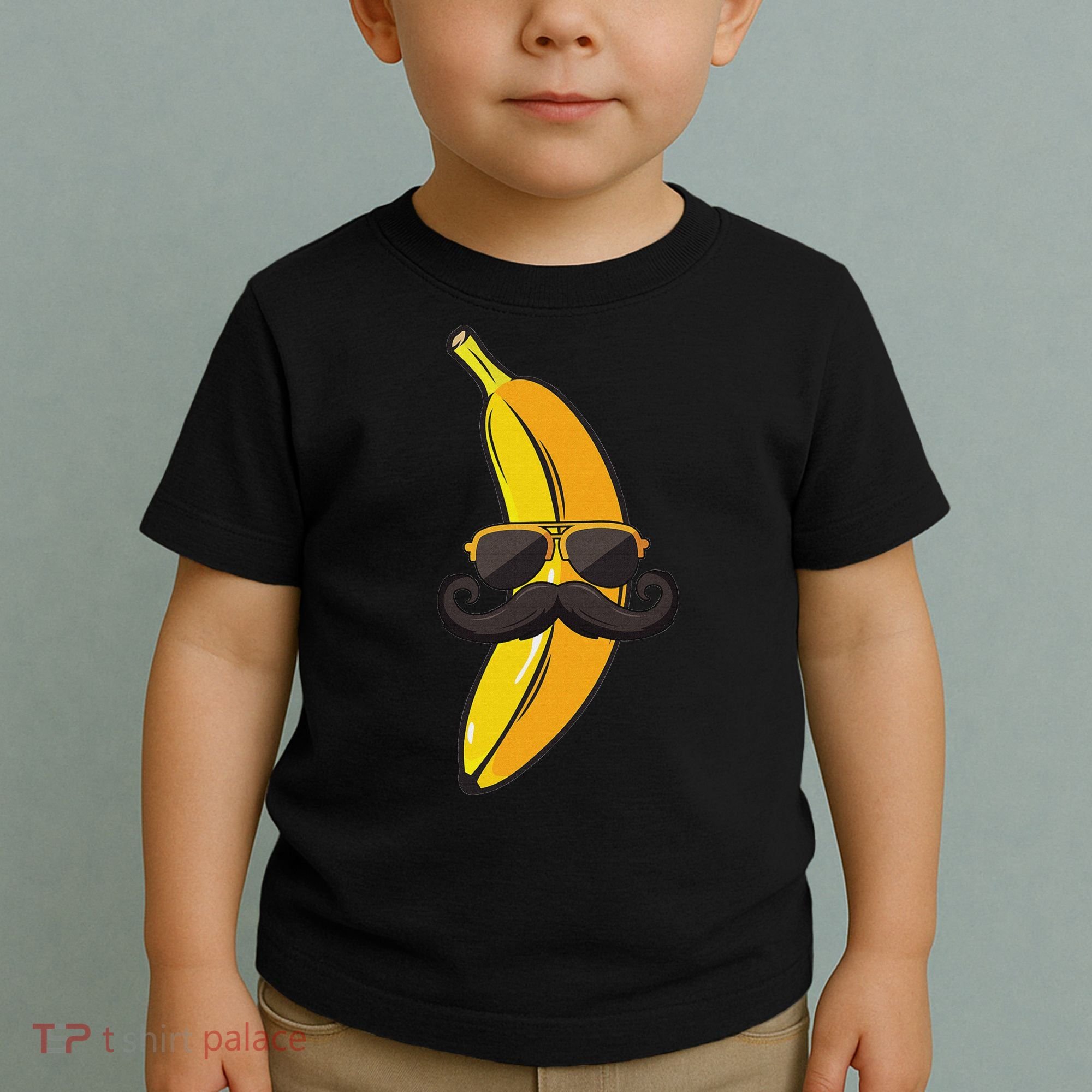 Banana Mustache Sunglasses Face Funny Fruit Cool Banana Toddler T-Shirt