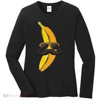 Banana Mustache Sunglasses Face Funny Fruit Cool Banana Women's Long Sleeve Shirt thumb 0