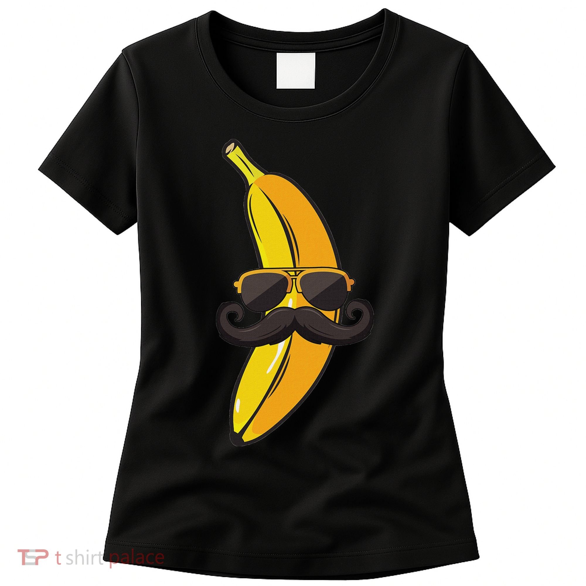 Banana Mustache Sunglasses Face Funny Fruit Cool Banana Women's T-Shirt