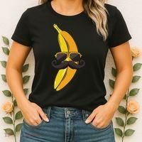 Banana Mustache Sunglasses Face Funny Fruit Cool Banana Women's T-Shirt thumb 2