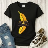 Banana Mustache Sunglasses Face Funny Fruit Cool Banana Women's T-Shirt thumb 3