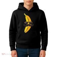 Banana Mustache Sunglasses Face Funny Fruit Cool Banana Kids Hoodie thumb 4