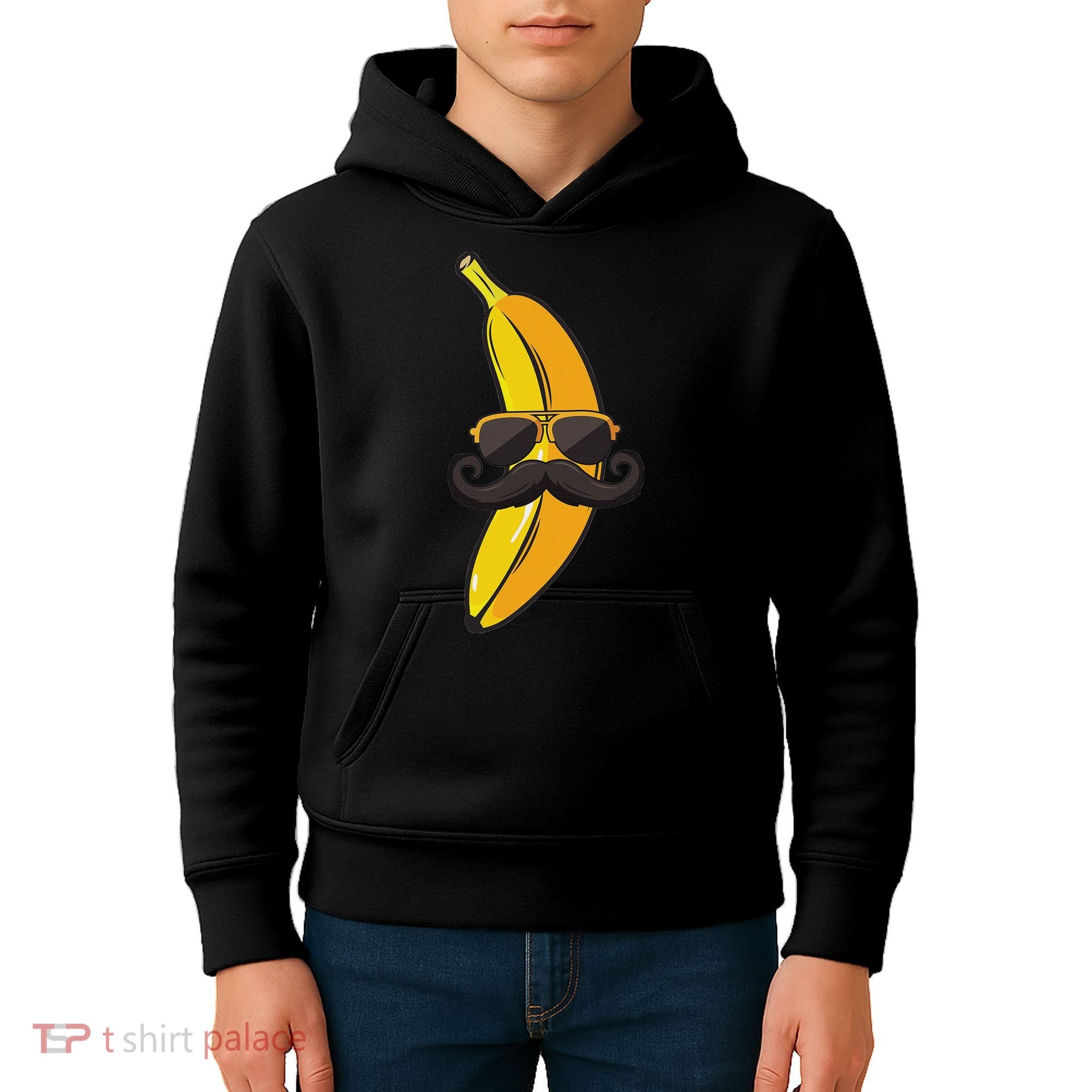 Banana Mustache Sunglasses Face Funny Fruit Cool Banana Kids Hoodie