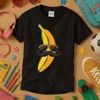 Banana Mustache Sunglasses Face Funny Fruit Cool Banana Kids T-Shirt thumb 3