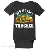 Bad Mother Trucker Gift Truck Driver Gag Baby Bodysuit thumb 0