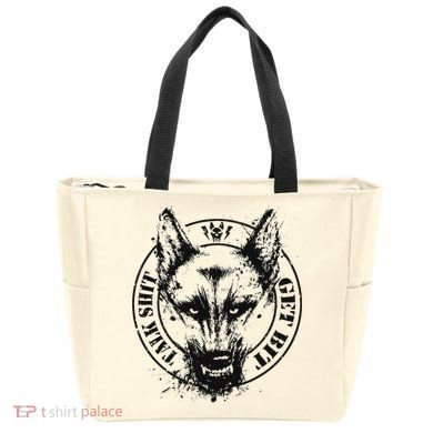 Belgian Malinois Talk Shit Get Bit Tote Bag
