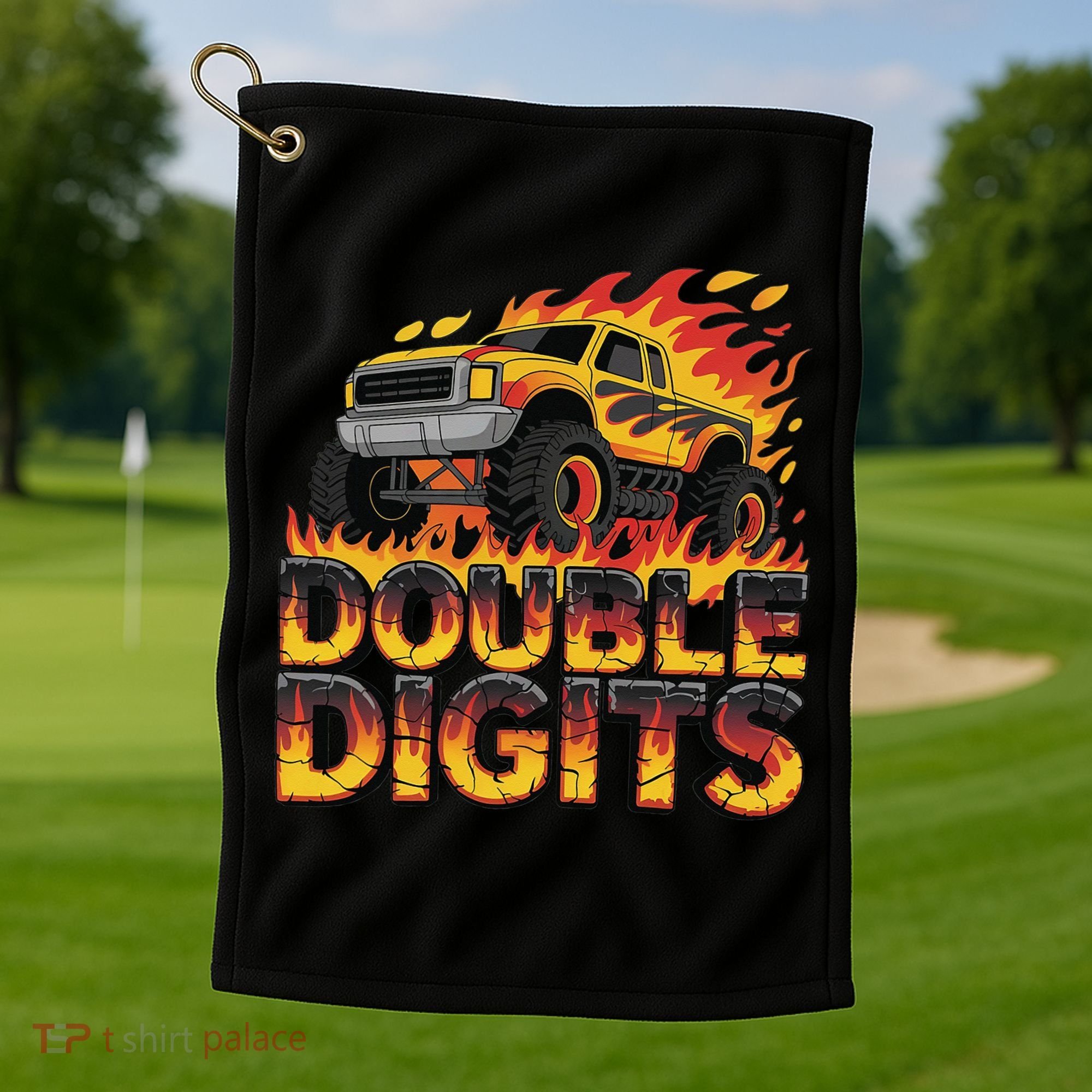 Birthday Monster Truck Bruh Im Double Digits 10 Year Old Golf Towel