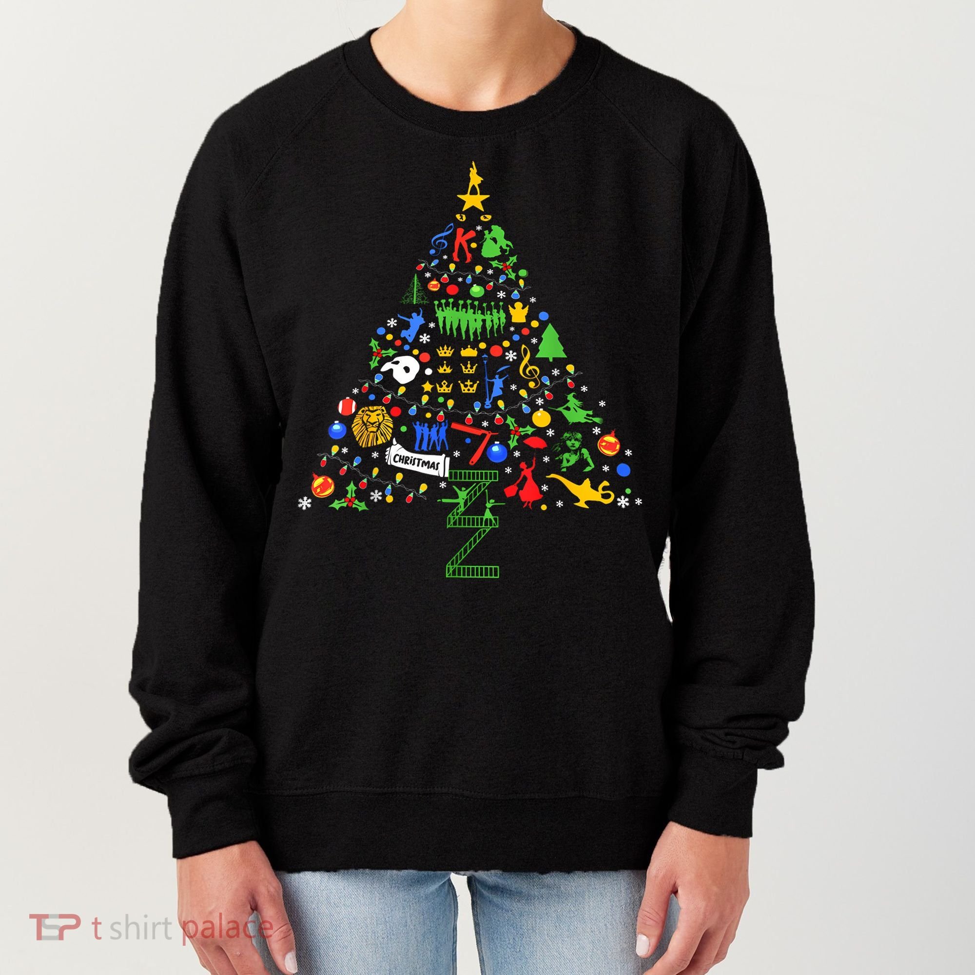 Broadway Musical Theatre Christmas Tree Women's Sweatshirt