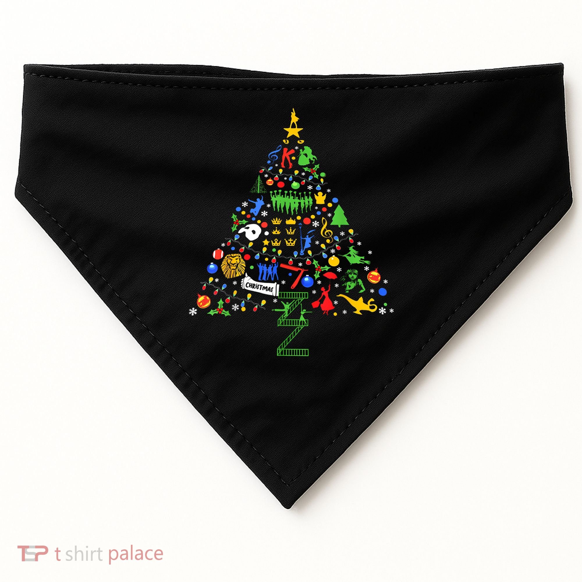 Broadway Musical Theatre Christmas Tree USA-Made Doggie Bandana
