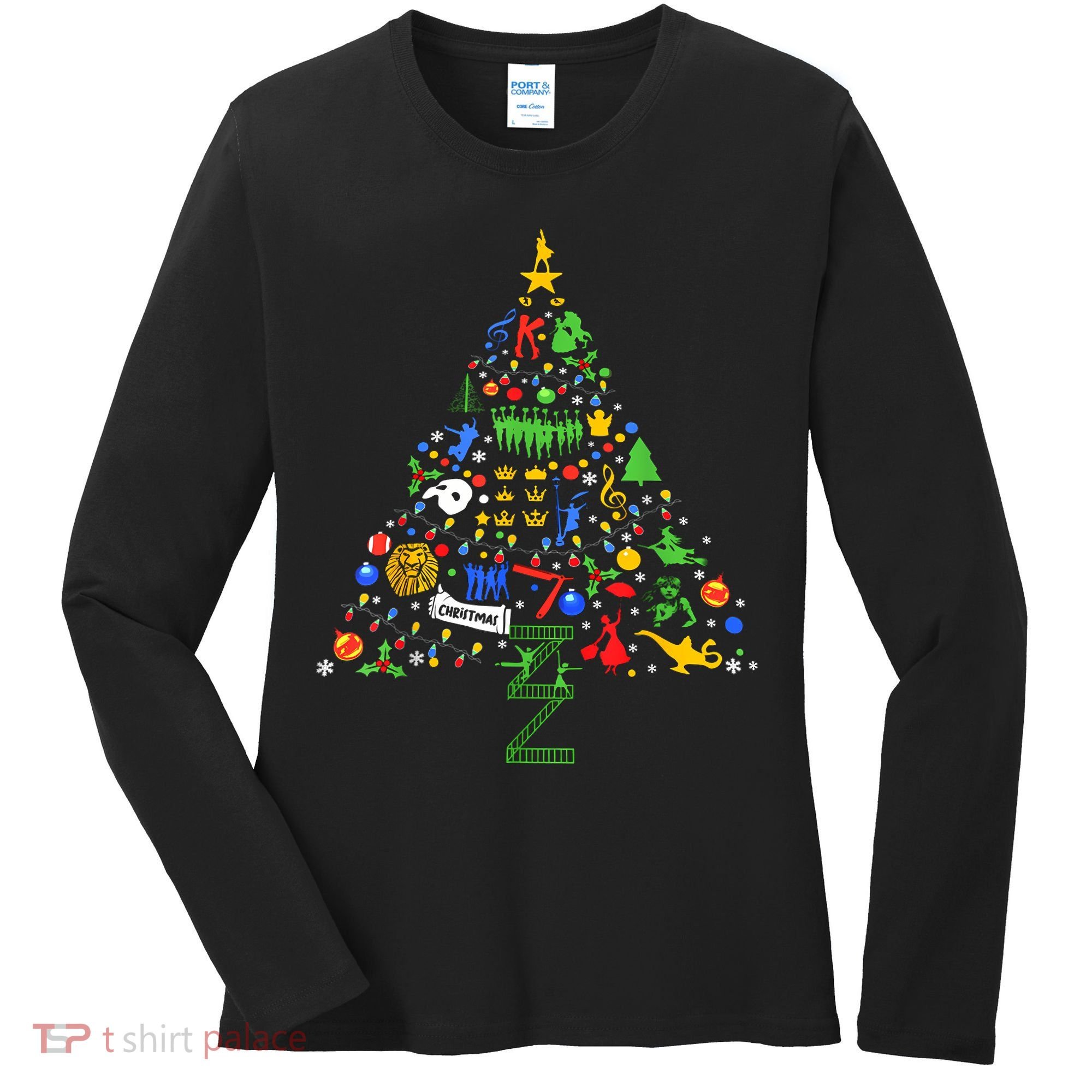 Broadway Musical Theatre Christmas Tree Women's Long Sleeve Shirt