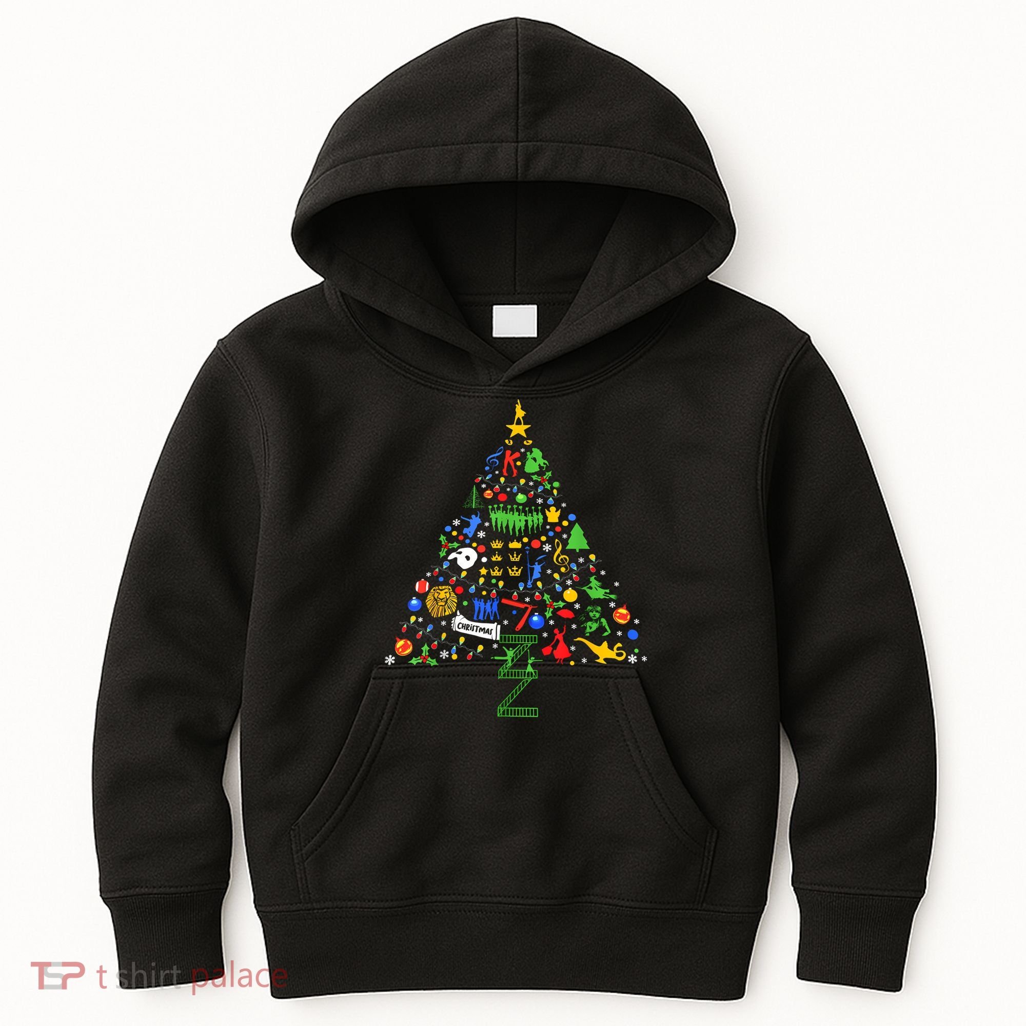 Broadway Musical Theatre Christmas Tree Kids Hoodie