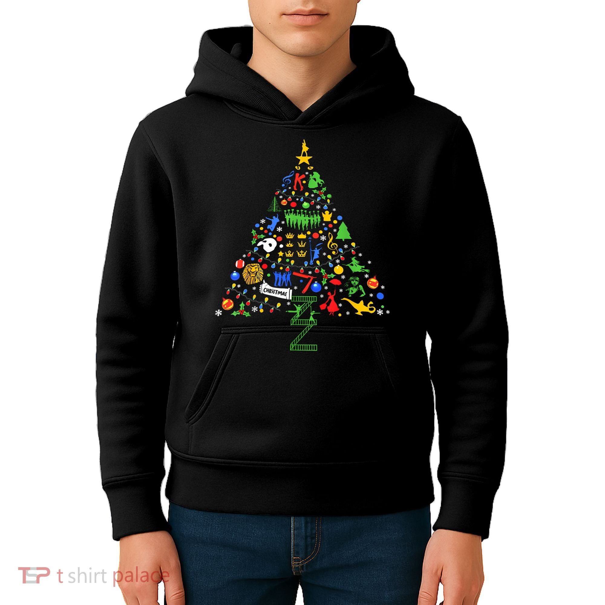 Broadway Musical Theatre Christmas Tree Kids Hoodie