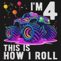 Birthday Monster Truck 4 Year Old Boy 4th Birthday Party Mousepad thumb 1