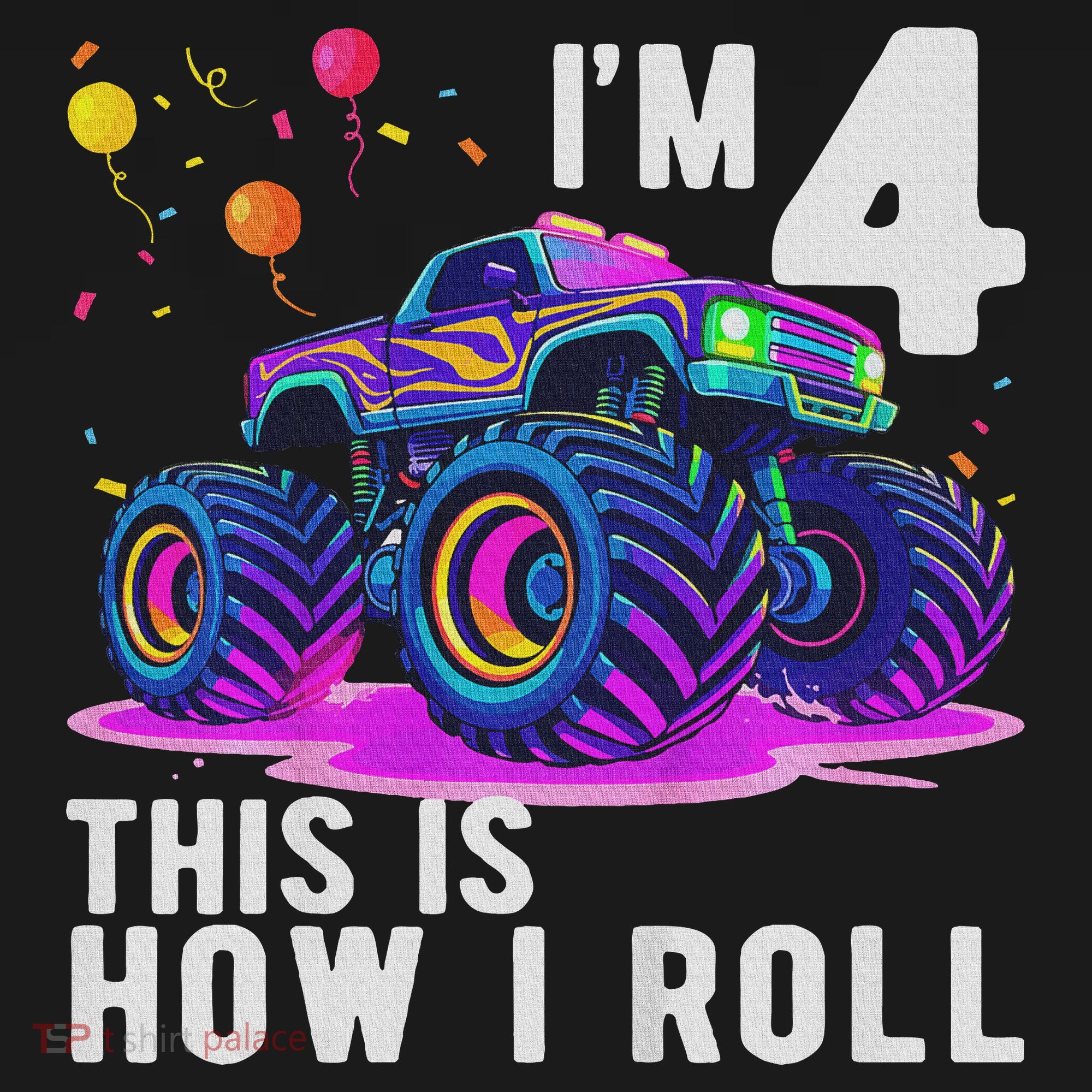 Birthday Monster Truck 4 Year Old Boy 4th Birthday Party Baby Bodysuit