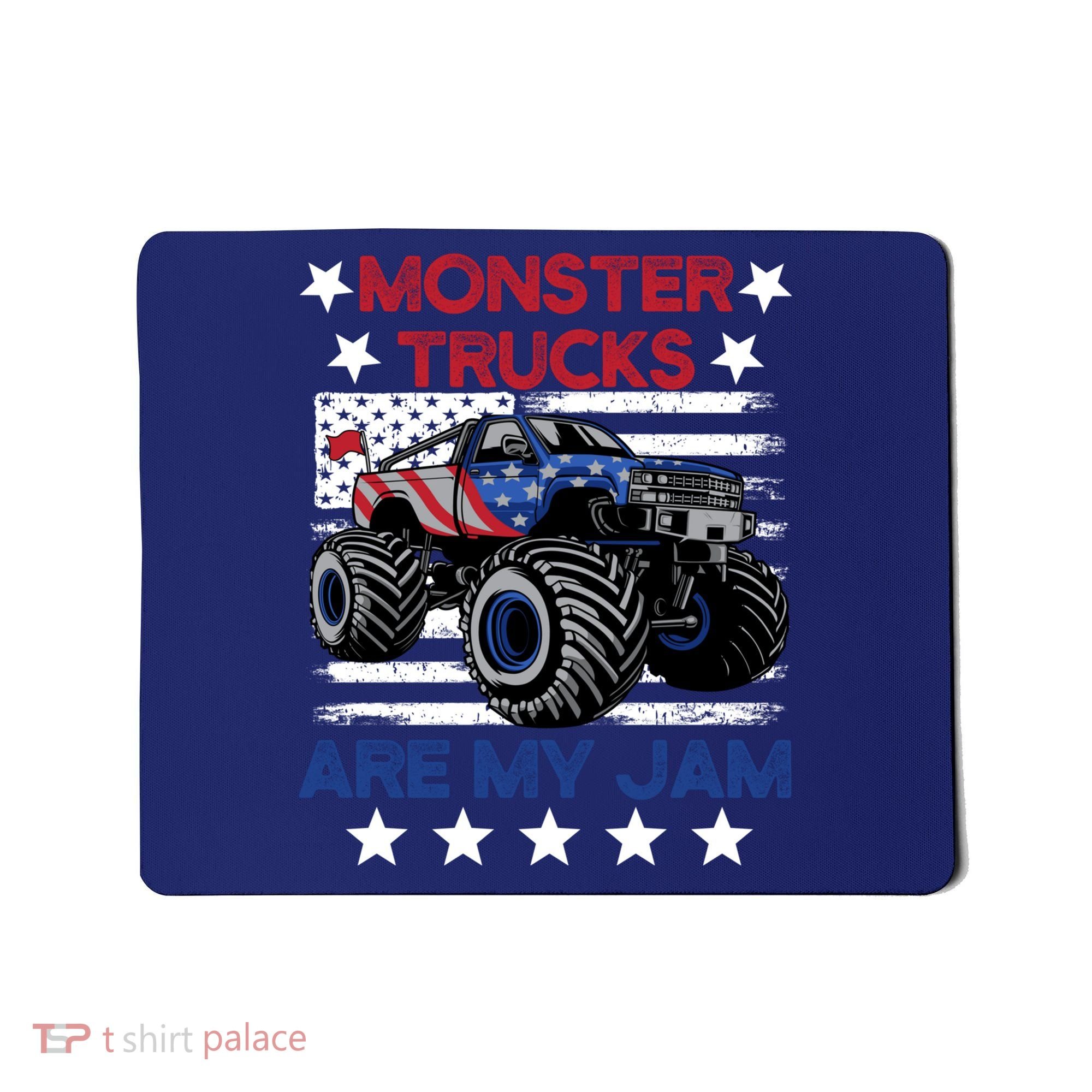 Boy Monster Truck American Flag Racing Usa Patriotic Retro Mousepad