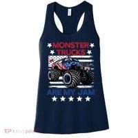 Boy Monster Truck American Flag Racing Usa Patriotic Retro Women's Tank Top thumb 0