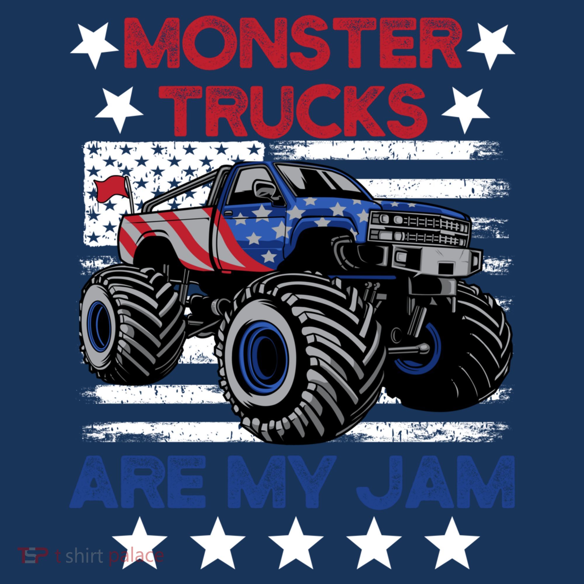 Boy Monster Truck American Flag Racing Usa Patriotic Retro Visor