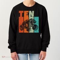 Birthday Monster Truck Retro 10 Year Old Bday Women's Sweatshirt thumb 0