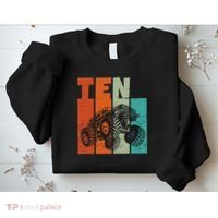 Birthday Monster Truck Retro 10 Year Old Bday Sweatshirt thumb 2