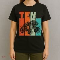 Birthday Monster Truck Retro 10 Year Old Bday T-Shirt thumb 4