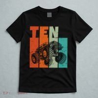 Birthday Monster Truck Retro 10 Year Old Bday T-Shirt thumb 5