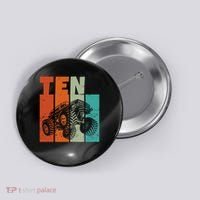Birthday Monster Truck Retro 10 Year Old Bday Button thumb 0