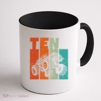 Birthday Monster Truck Retro 10 Year Old Bday Coffee Mug thumb 1