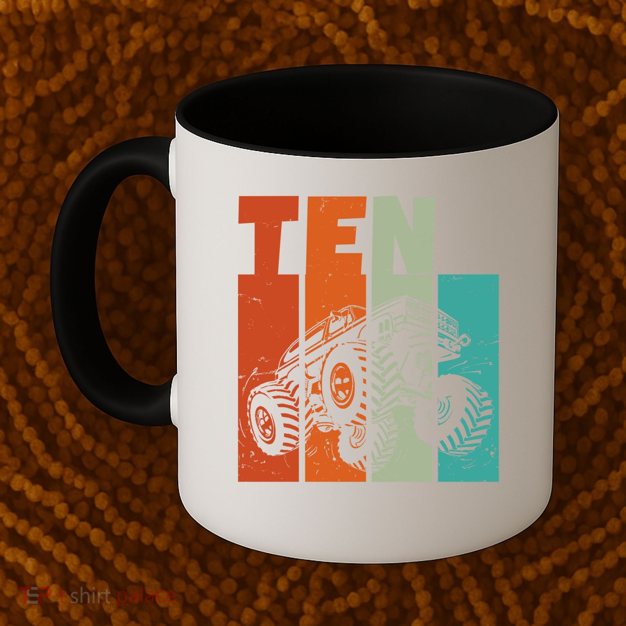 Birthday Monster Truck Retro 10 Year Old Bday Coffee Mug