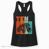 Birthday Monster Truck Retro 10 Year Old Bday Women's Tank Top thumb 0