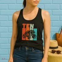 Birthday Monster Truck Retro 10 Year Old Bday Women's Tank Top thumb 2