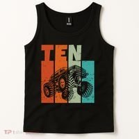 Birthday Monster Truck Retro 10 Year Old Bday Tank Top thumb 2