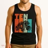 Birthday Monster Truck Retro 10 Year Old Bday Tank Top thumb 3