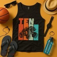 Birthday Monster Truck Retro 10 Year Old Bday Tank Top thumb 4