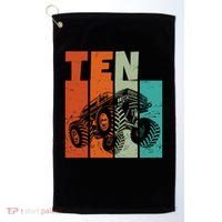 Birthday Monster Truck Retro 10 Year Old Bday Golf Towel thumb 0