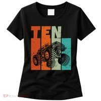 Birthday Monster Truck Retro 10 Year Old Bday Women's T-Shirt thumb 0