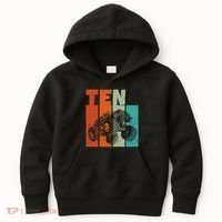 Birthday Monster Truck Retro 10 Year Old Bday Kids Hoodie thumb 0