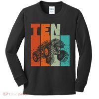 Birthday Monster Truck Retro 10 Year Old Bday Kids Long Sleeve Shirt thumb 0